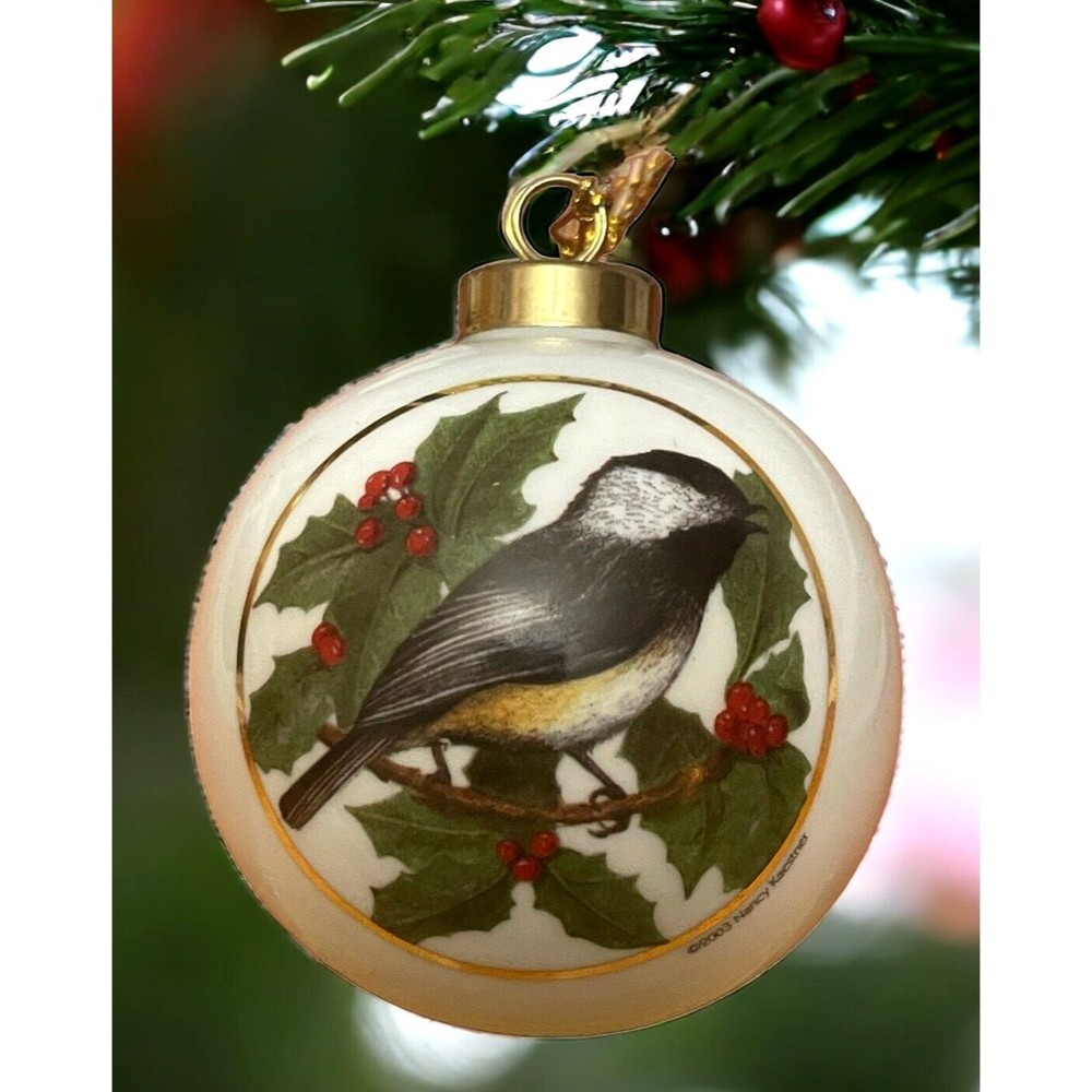 Vintage 2003 Christmas Ornament Ceramic Signed Nancy Kaestner Marshall Island 3"